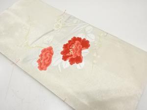 未使用品　牡丹に枝花模様織り出し　名古屋帯